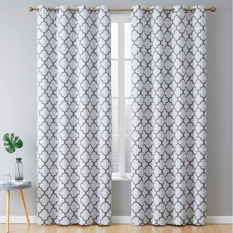 Alexuis Blackout Curtain Pair, Platinum White/Gray, 52" W x 72" L