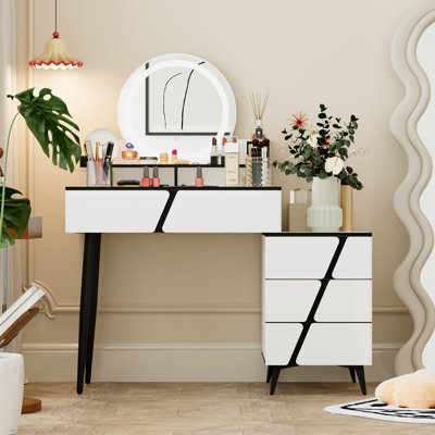 Jonethan Dressing Table With Touch Screen Lighted Mirror And Movable Cabinet