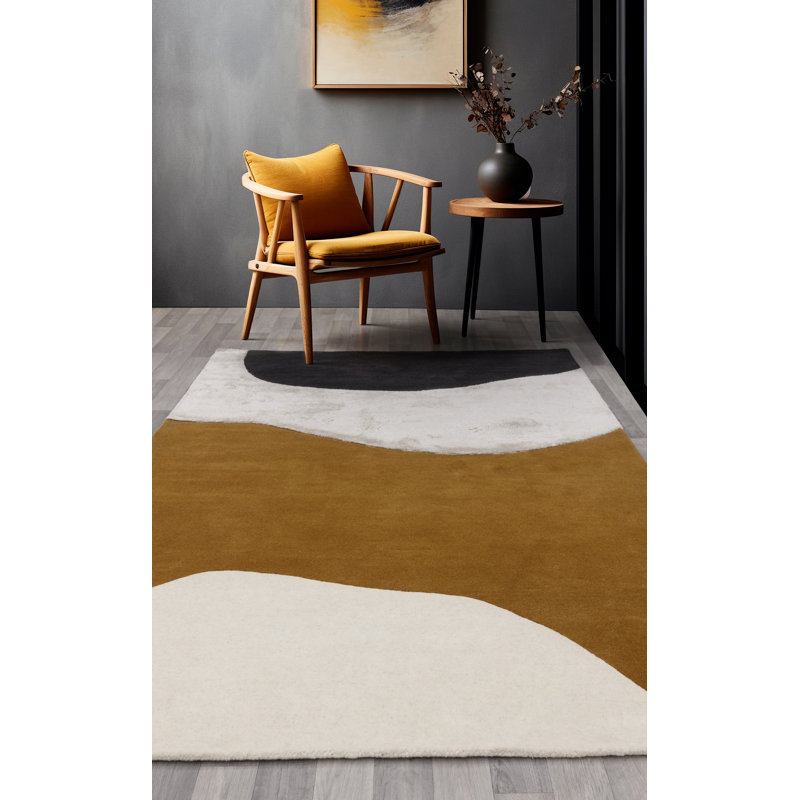 Corel Geometric Handmade Ochre Area Rug, Rectangle 200 x 290cm