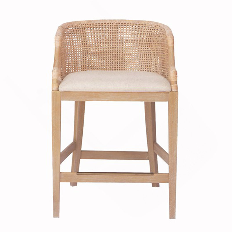 Tabouret de comptoir fabriqué à la main en rotin H 25 po