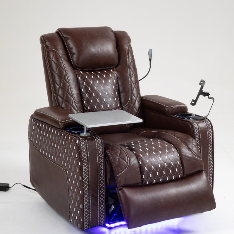 Power Zero Gravity Recliner With Multifunctional Features - Storage Armrest & Cup Holder - Laptop Table & Phone Holder- Reading Light & Led - Infinite Position Recline For Living Room & Office