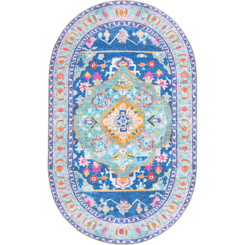 Utin Chenille Oriental Indoor Rug, Oval 5' x 8'
