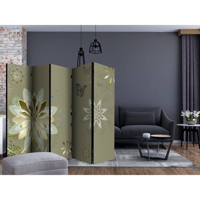 Haikel 225cm W x 172cm H 5 - Panel Solid Wood Folding Room Divider