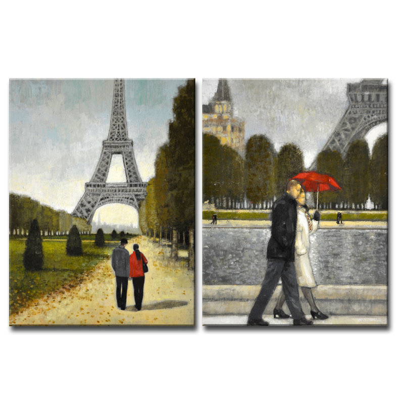 Romantic promenade I/II par Norman Wyatt Jr., ensemble de 2 reproductions d’art sur toile tendue