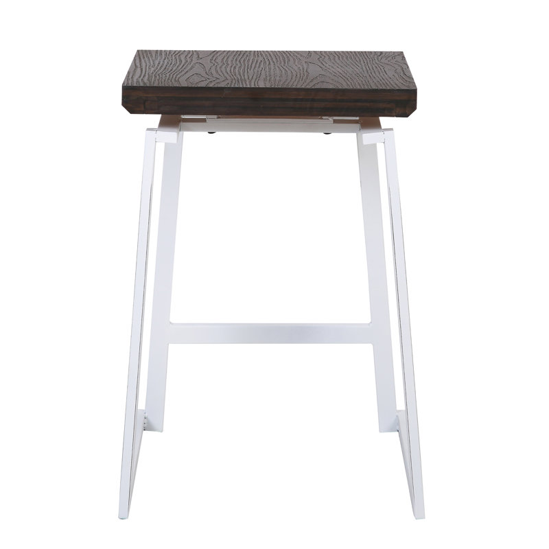 Avenell Counter Stool with Metal Frame, Vintage White/Espresso