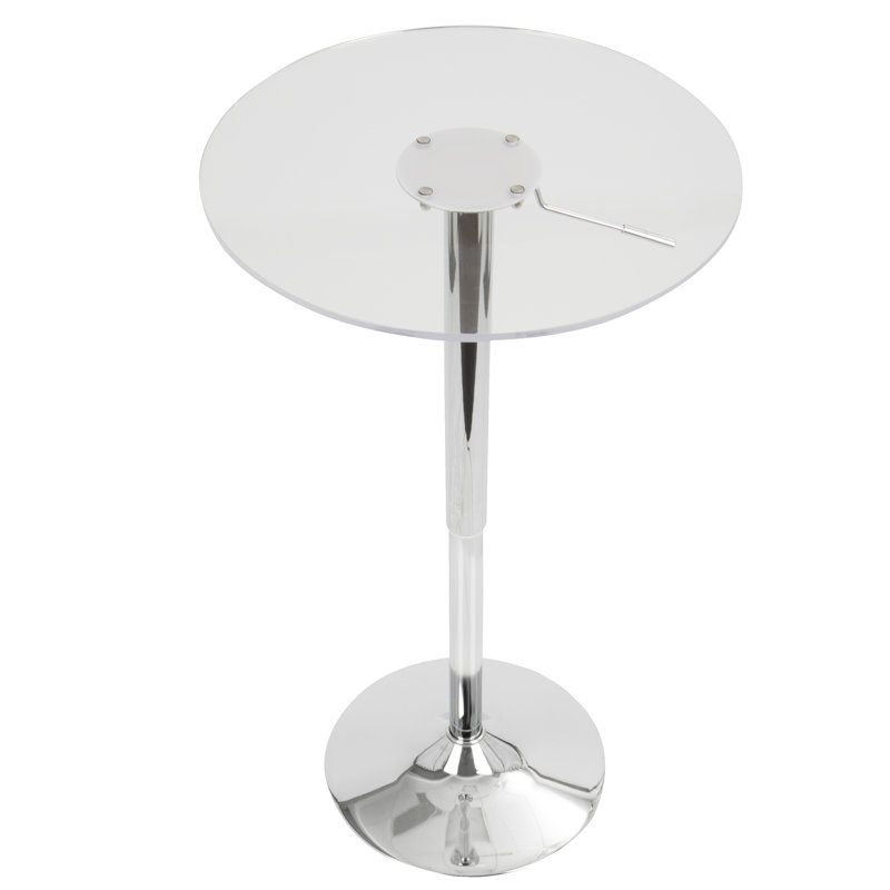 Table haute réglable Coveney, Transparent, Chrome