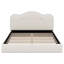 Grand lit plateforme tapissier avec tête de lit ondulée rembourrée de mousse, cadre de lit au sol