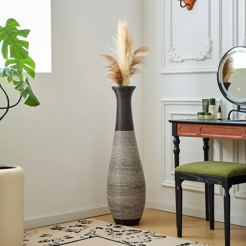 Vase de plancher sur pied de 39 po de hauteur - Rotin artificiel durable - Élégante pièce de décoration intérieure