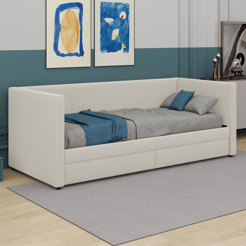 Gaest Upholstered Daybed Storage Bed, Beige