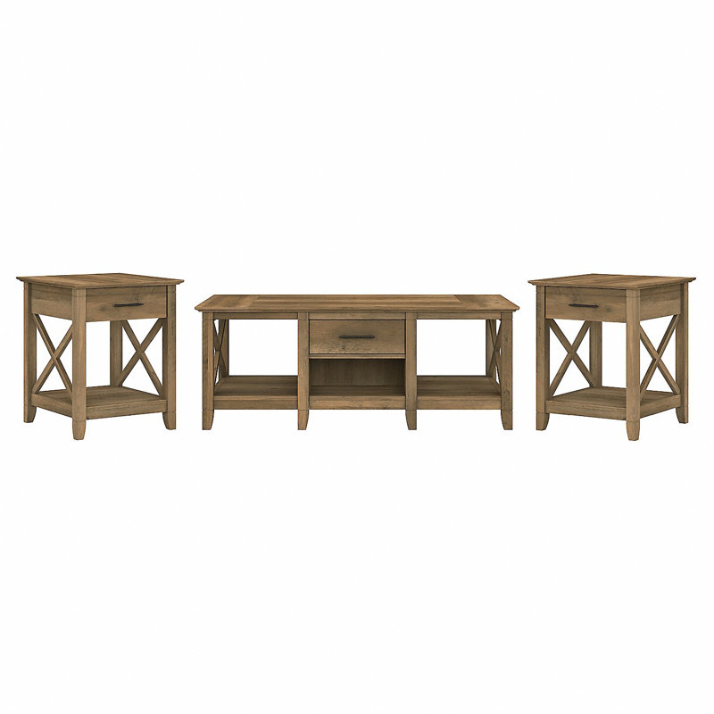Ensemble de tables basses 3 pièces Huckins, Pin récupéré