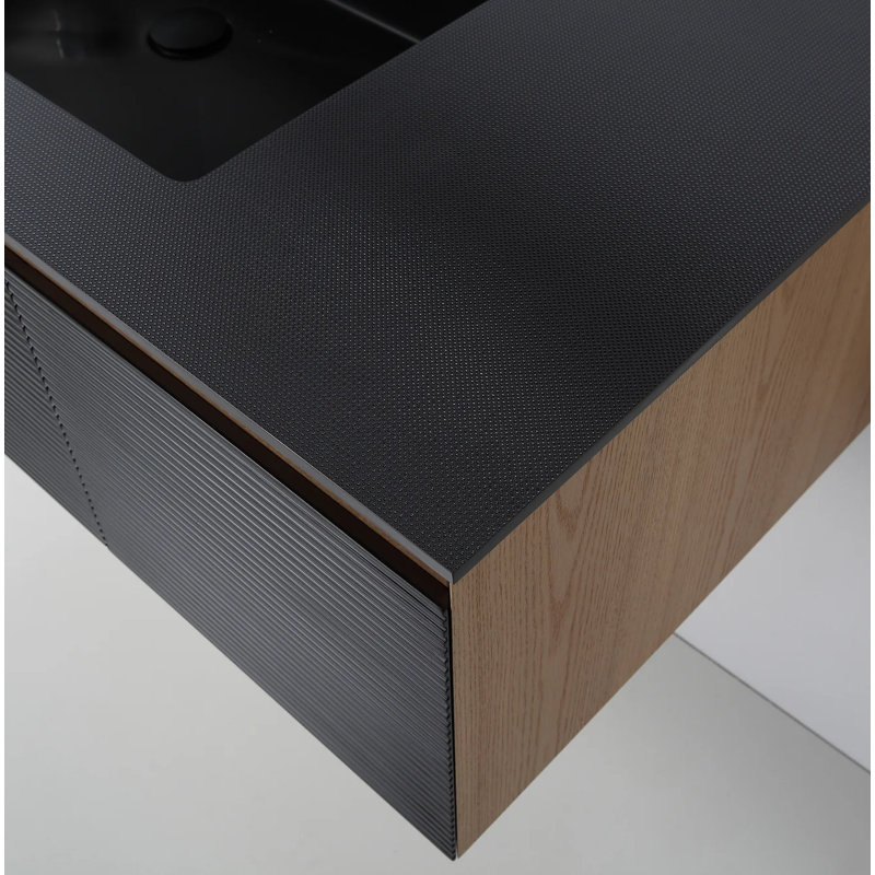 Ensemble de meuble-lavabo simple mural Diella, Noir mat