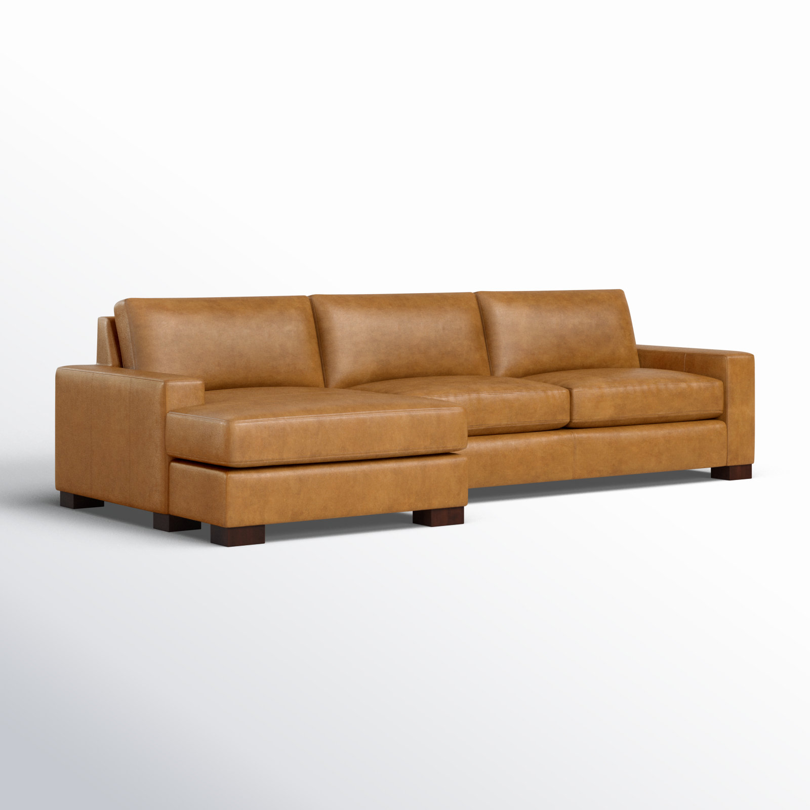 Jonie Genuine Leather 2-Piece Chaise Sectional, Bistro Saddle Genuine Leather, Left Hand Facing