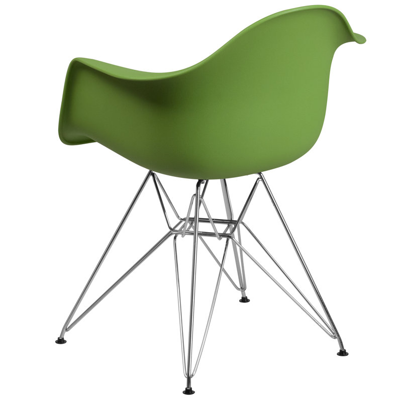 Chaise en plastique Herculaneum avec base chromée, Vert