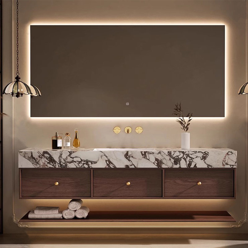 Vintage style fashionable bathroom cabinet, 16.38" H x 62.99" W x 21.65" D