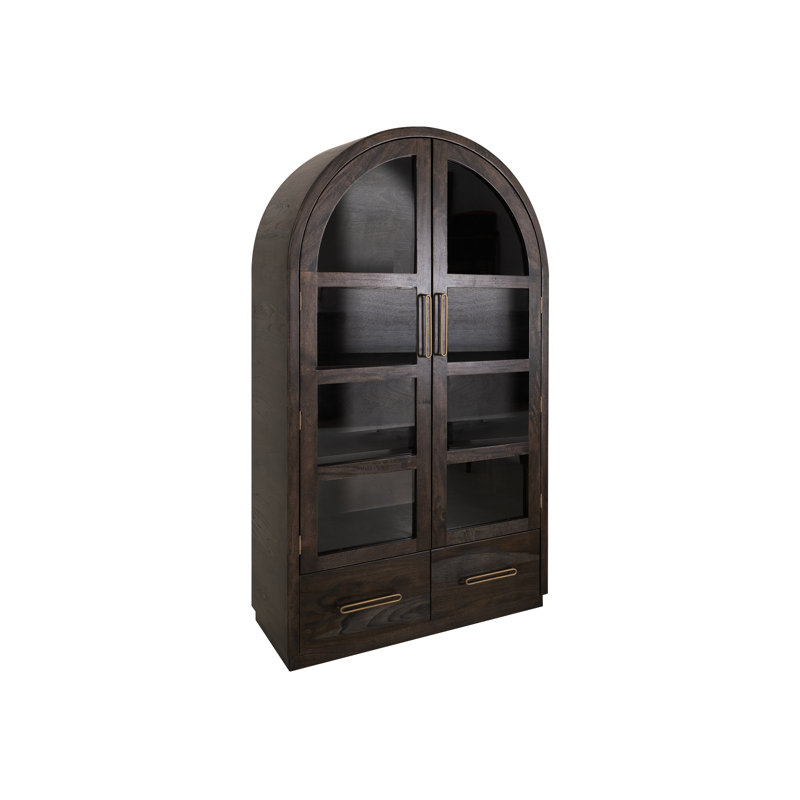 2 Drawer & 2 Glass Doors, Cabinet, Oil Black