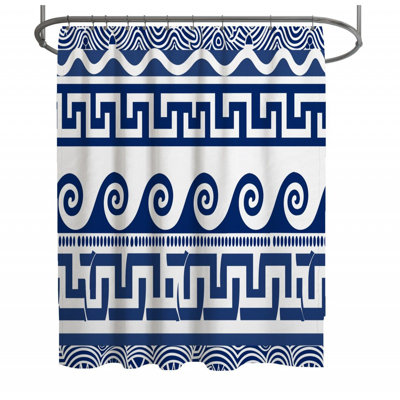 Rideau de douche à motifs grecs - Décoration de salle de bain culture
