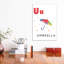 Alphabet Flash Cardes U - impression d'art graphique-52837243-52837244-52837248