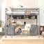 Lit mezzanine double avec bureau, armoires, tiroirs et plateau de chevet, station de charge, gris-539623654