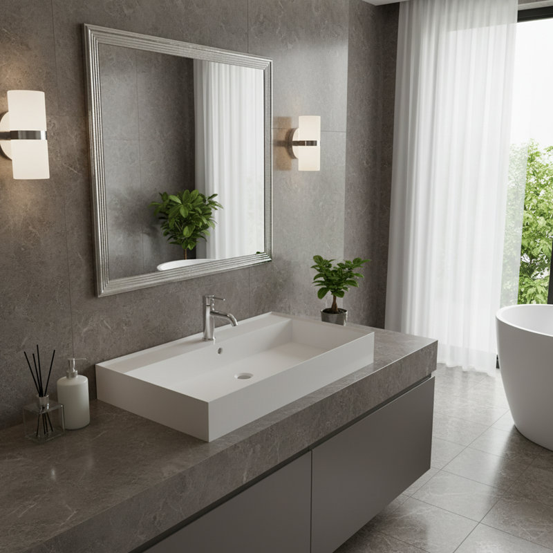 CASAINC Solid Surface Stone Basin Bathroom Sink