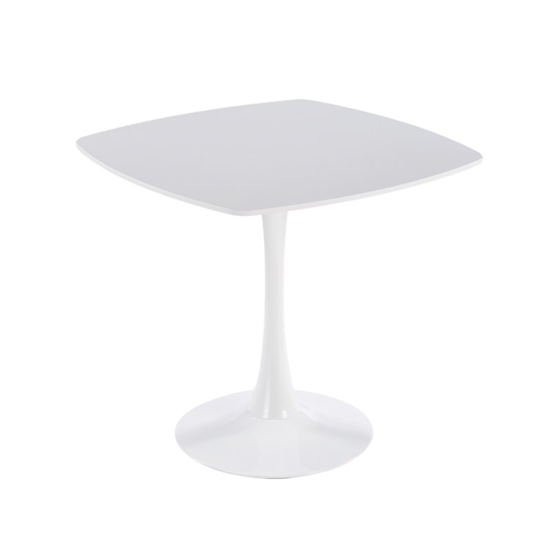 Square Dining Table with Metal Pedestal, White, 28.93" H x 23.62" L x 23.62" W, White