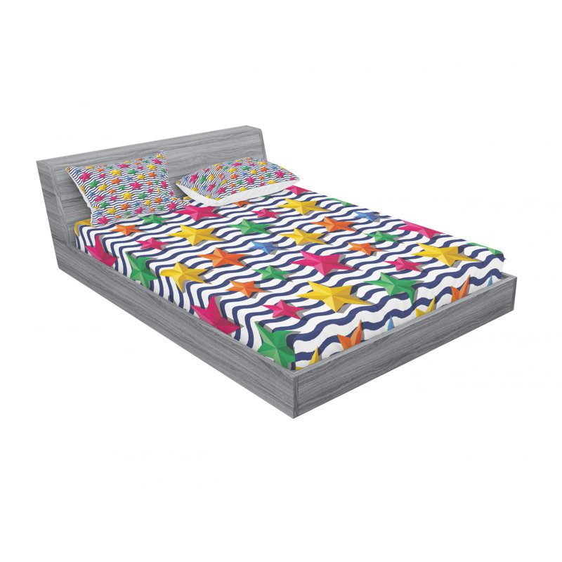 Microfiber Chevron Sheet Set, Queen Sheet Set with Fitted Sheet