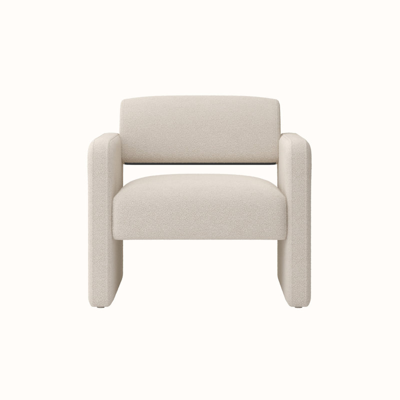 Upholstered Comfortable Chair, Beige Velvet