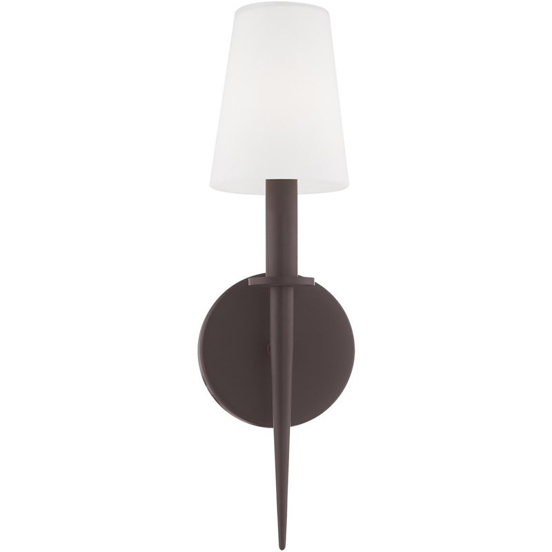 Hand-Blown Opal White Glass Wall Sconce - 4.25" ADA Compliant, Bronze
