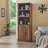 1 Doors Bookshelf With USB Port And 3 Open Shelves Bookcase Side Cabinet Storage Shelves-1747226590
