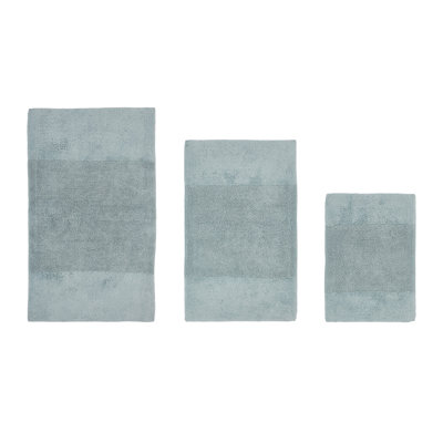 Ensemble de tapis pour salle de bain 3 pièces 100% coton 2155 g / m² Merkle, certifié OEKO-TEX®, envers en latex antidérapant, touffeté moelleux, super absorbant et lavable à la machine pour la salle de bain, la douche et la baignoire, bleu