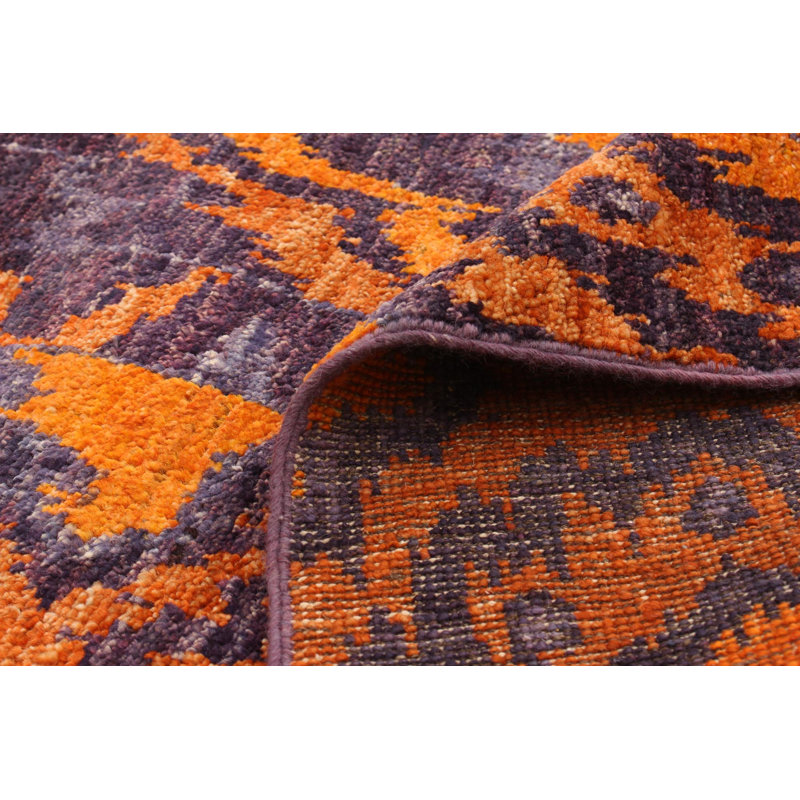 Tapis unique en laine noué à la main nouvel âge Shalimar 6 pi 1 po x 9 pi 1 po orange