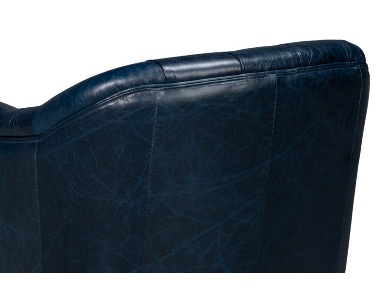 Coolidge Swivel Club Chair, Chateau Blue Genuine Leather