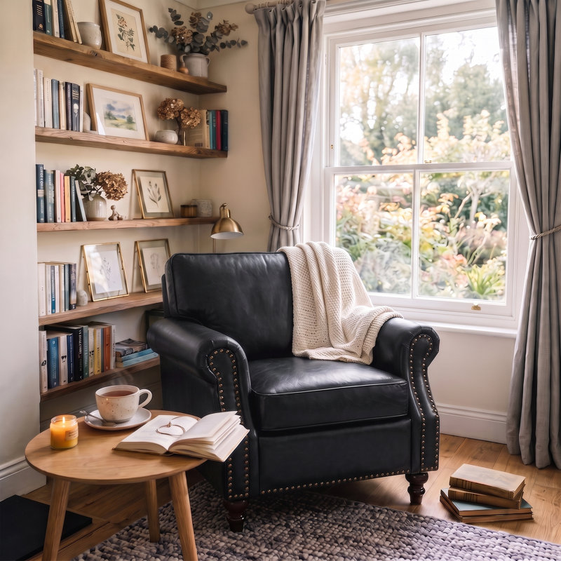 Fauteuil en similicuir Amarius, Noir