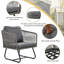 Grey Outdoor Patio Garden Lounge Sofa Set with Space-Saving Design & Tempered Glass Coffee Table for Backyard Poolside