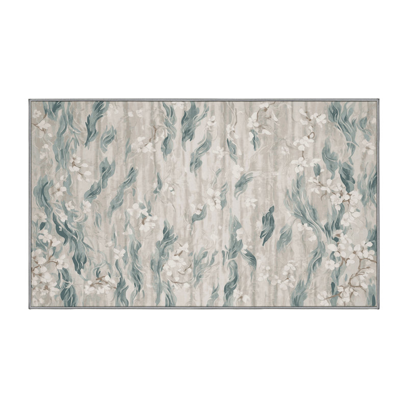 Machine Washable Gray Area Rug, Rectangle 4' x 6'