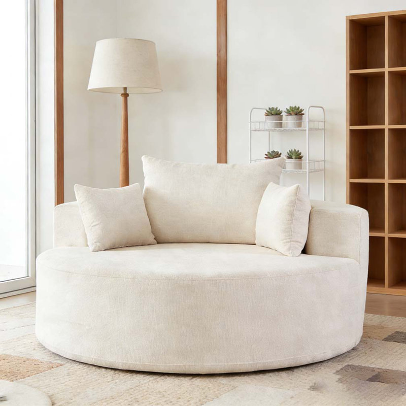 Canapé simple en éponge de 55 pi, Chenille, Beige
