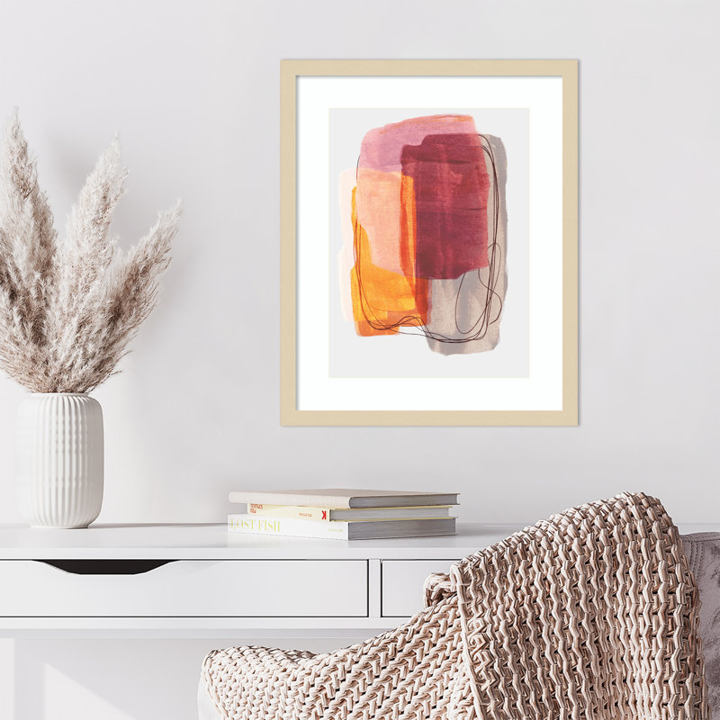 «Abstract Brush Strokes 51», impression encadrée sur papier par Mareike Bohmer, Brun, H 21 po x l 17 po x P 1 po