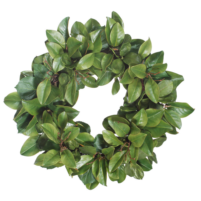 Billy-George Faux Magnolia Polyester Wreath, 30" H x 30" W x 8" D