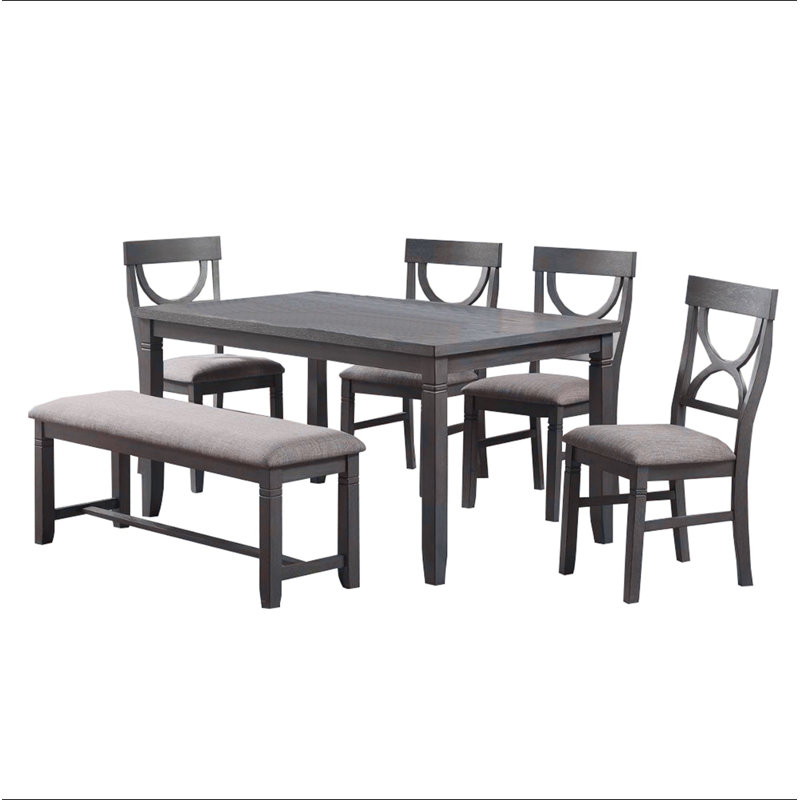 Ensemble de salle à manger 6 pièces Dacher, Noir / gris clair