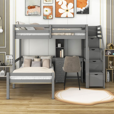 Gunaseelan Kids Twin Over Twin Bunk Bed with Drawers