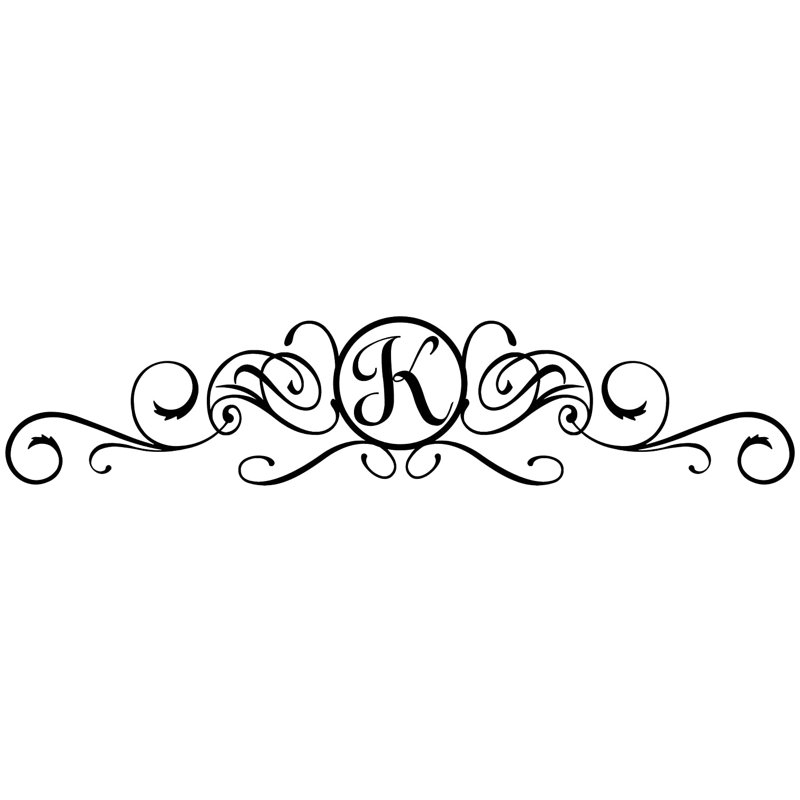 Adhésif décoratif pour porte monogramme personnalisé, H 4,5 po x l 21 po, Noir, Oui