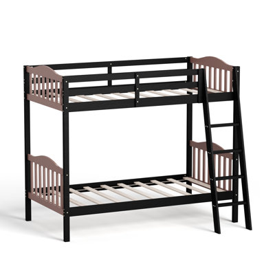 Twin Over Twin Solid Wood Bunk Bed, Twin Bunk Beds For Kids And Adults With Full Length Guardrails, No Box Spring Required