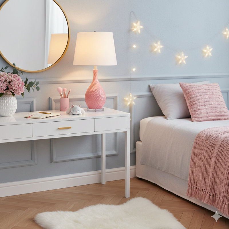28" Pink Telli Pebble Mid-Century Resin Table Lamp