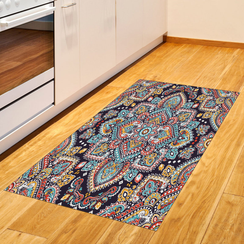 Ethnic High Density Long Fiber Poly Threads Decorative Area Rug Carpet, Rectangle 2'7" x 5'
