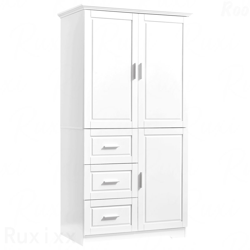 Armoire de rangement haute et large avec portes pour salle de bain / bureau, trois tiroirs, blanc (ancien numéro de référence: N725p331357k / Wf299285aak)
