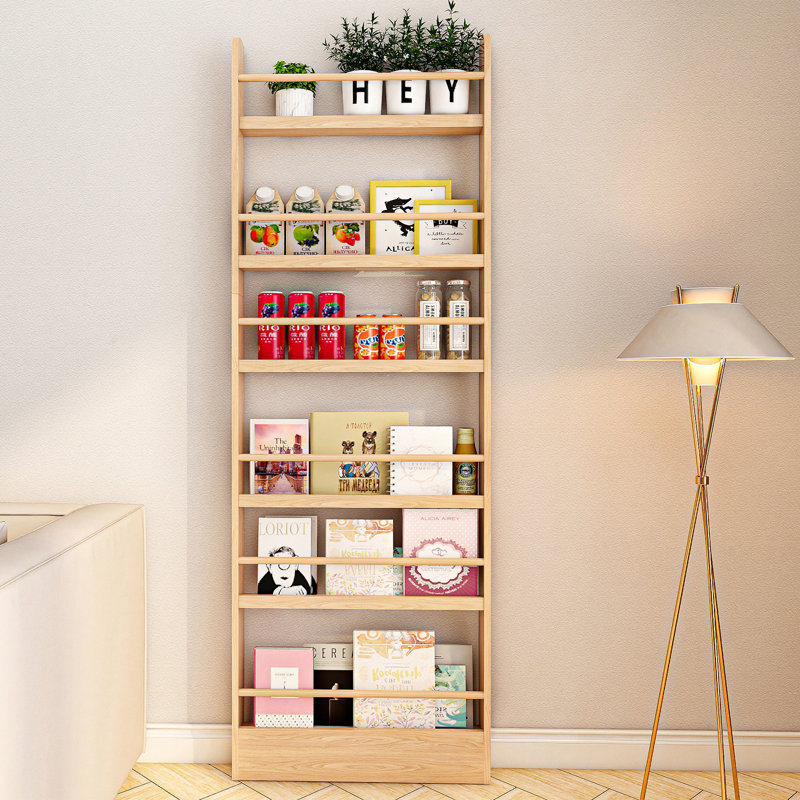 Bibliothèque à 6 niveaux derrière la porte, étagère de rangement étroite autoportante de 4 po de profondeur pour le salon et la chambre à coucher
