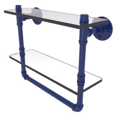 Double tablette en verre avec barre à serviettes P