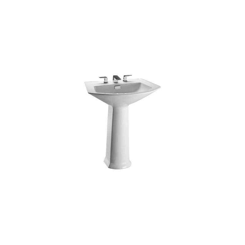 Soirée® 28.13" Tall Vitreous China U-Shaped Pedestal Bathroom Sink with Overflow, Sedona Beige, 4" Centers
