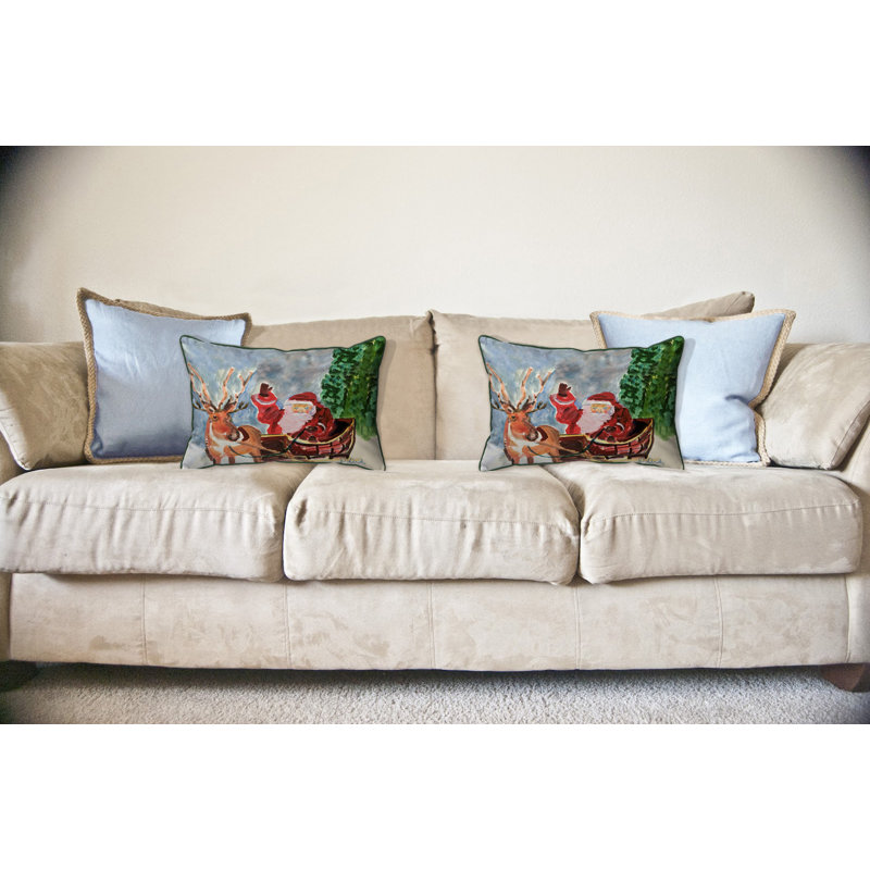  Housse et insert de coussin rectangulaire extérieur Reindeer and Santa, 16" x 20"