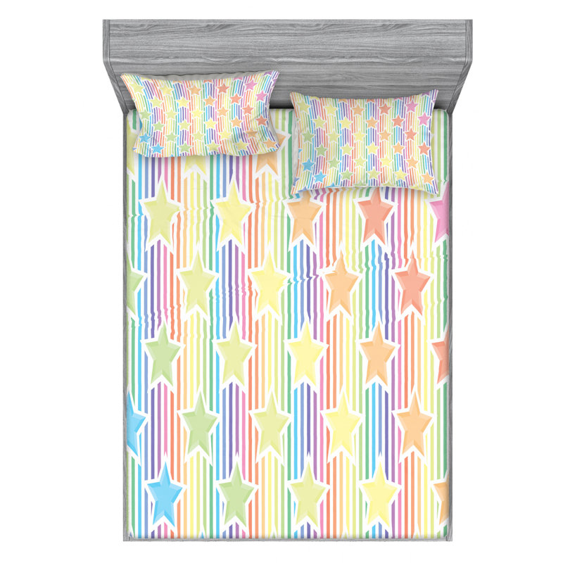Star Microfiber Sheet Set, Full Sheet Set + Fitted Sheet + 2 Pillowcases
