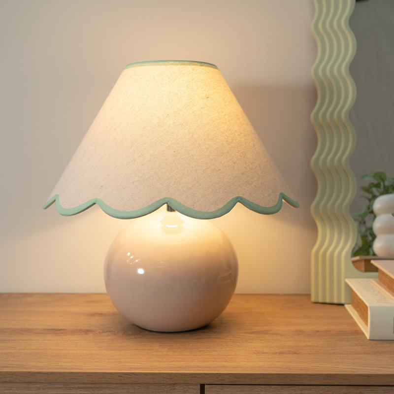 Berngard 37cm Lamp, No, Green/White, Cream